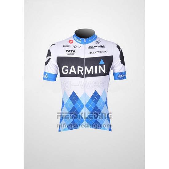 2011 Fietskleding Garmin Cervelo Blauw en Wit Korte Mouwen en Koersbroek